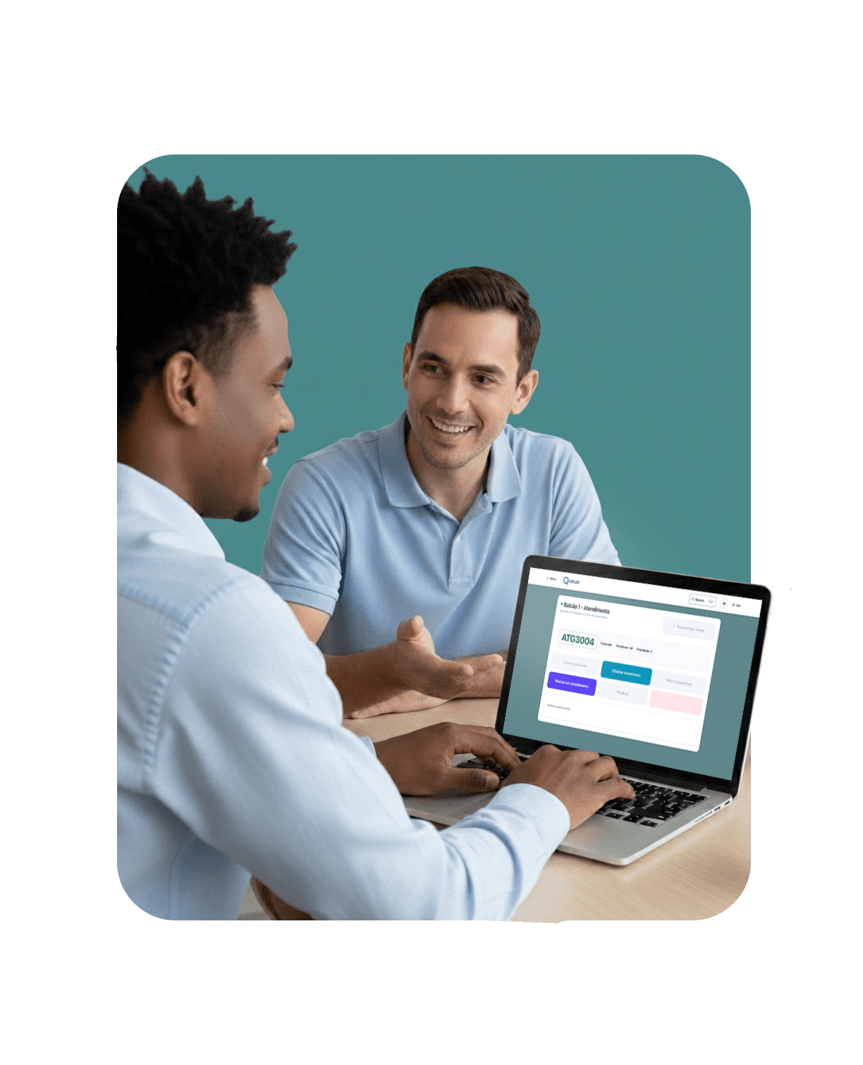 Interface do sistema para atendimento.